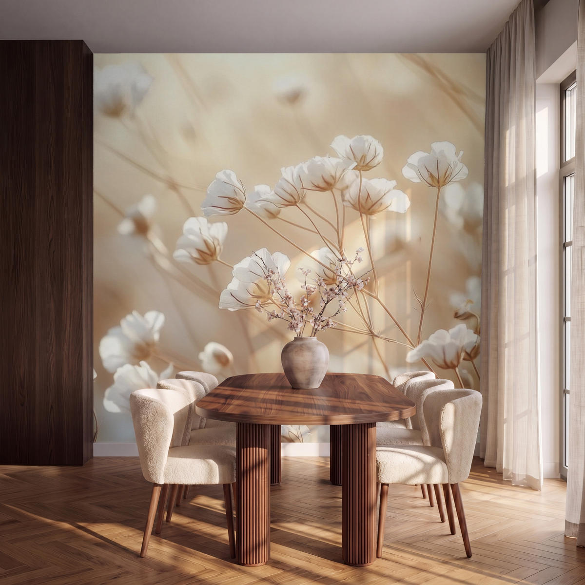 TAPETE - Wild - Blumen - Weiß - 280x260 cm - Creme, Papier (280/260cm) - OnlyWow