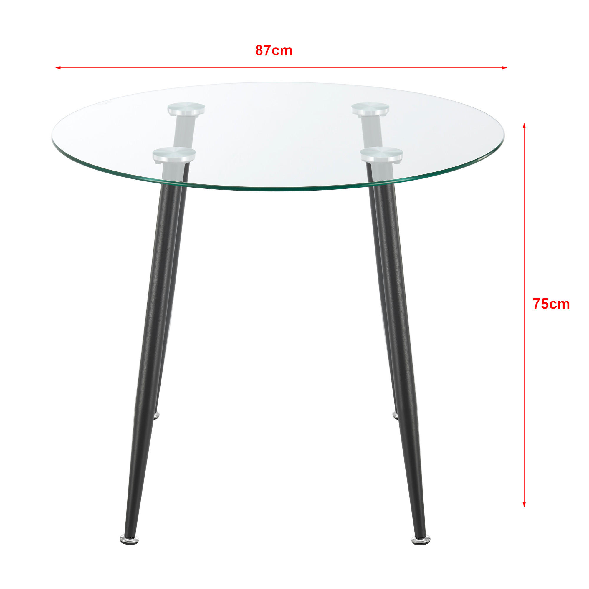 ESSTISCH Humppila - Transparent/Schwarz, Glas/Metall (87/87/75cm) - [en.casa]