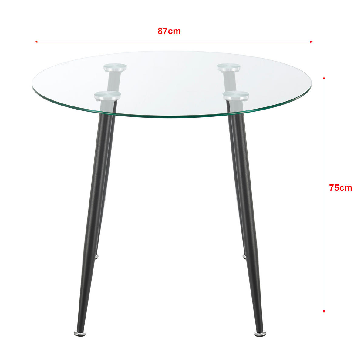 ESSTISCH Humppila - Transparent/Schwarz, Glas/Metall (87/87/75cm) - [en.casa]