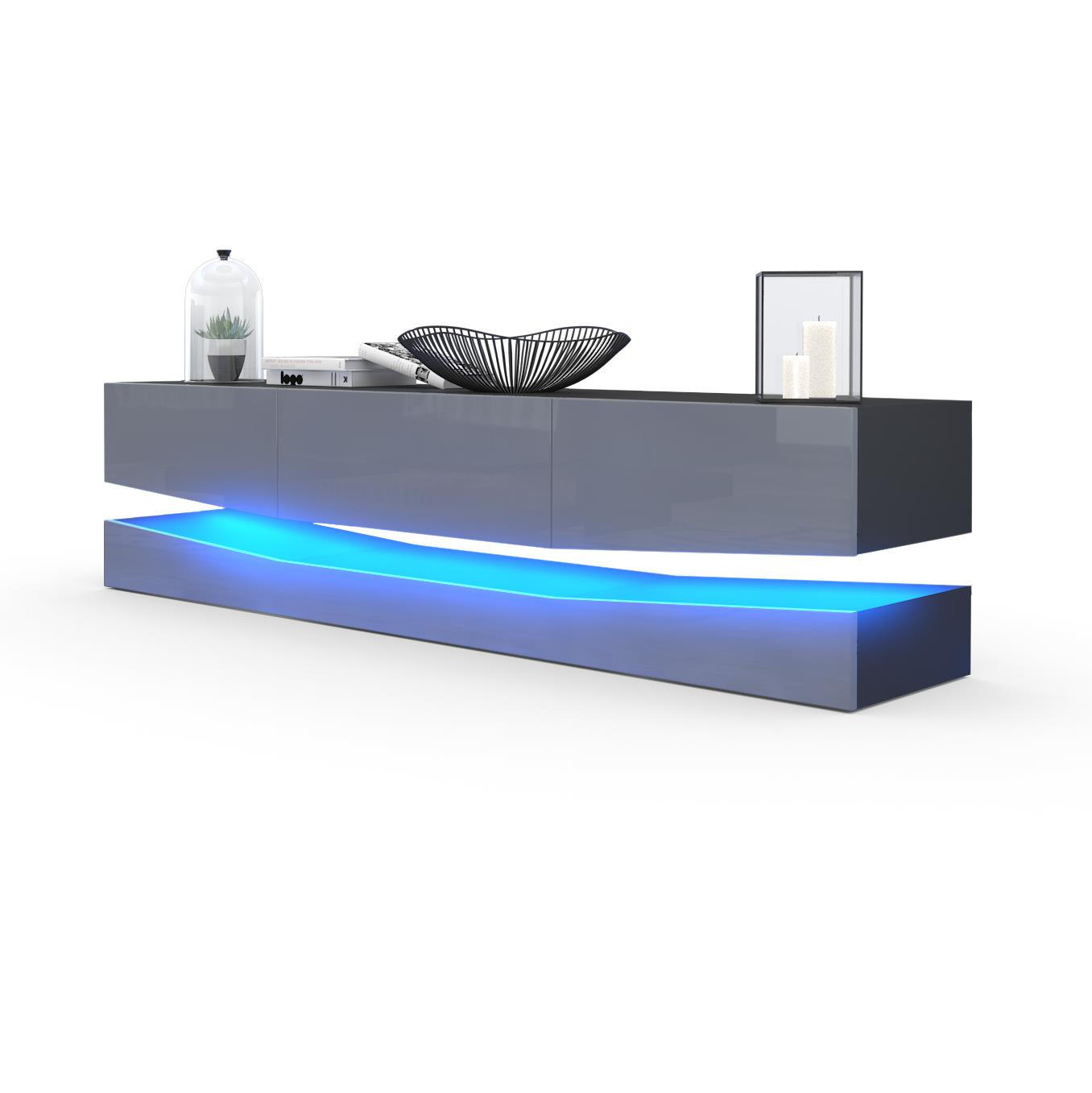 Vladon Lowboard Grau 178x48x39 cm