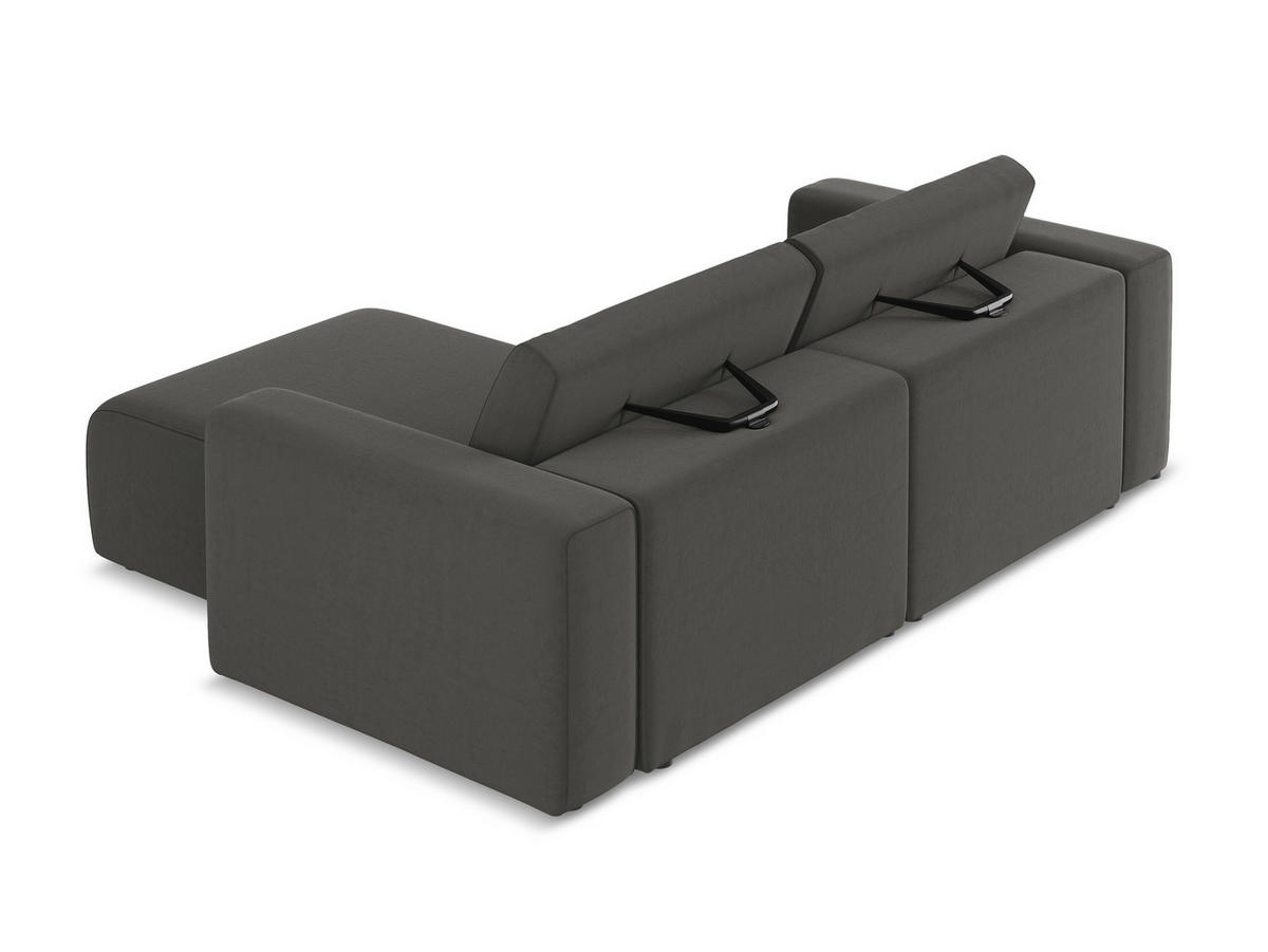 ECKSOFA Rechts Samt Stoff Grau - Dunkelgrau/Schwarz, Kunststoff/Textil (224/167cm) - Makamii