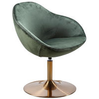 LOUNGESESSEL Samt mit 360° Drehfunktion, Grün 70x70x79 cm - Goldfarben/Grün, Textil/Metall (70/79/70cm) - KADIMA DESIGN