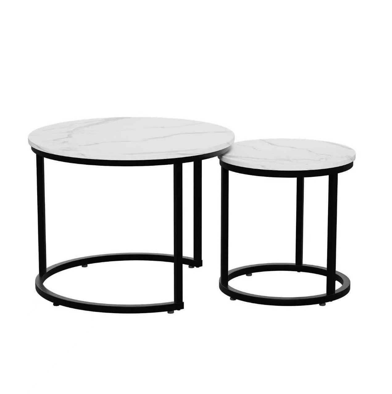 COUCHTISCH-SET 60/60/45 cm & 40/40/40 cm in Weiß mit Metallgestell, 2-teilig - Weiß, Holzwerkstoff (60/60/45cm) - Flora Grace