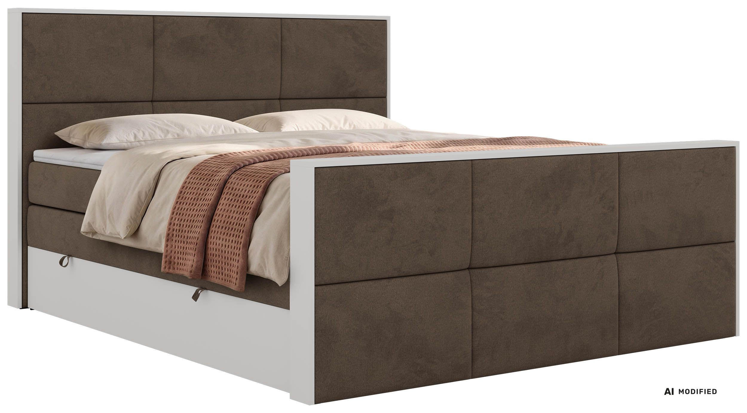 POSTEL BOXSPRING DELVIT KING DUO 200/200 - Hnědá Samet - Topper T25 - H3 - černá/hnědá, textil/plast (200/200cm) - MKS