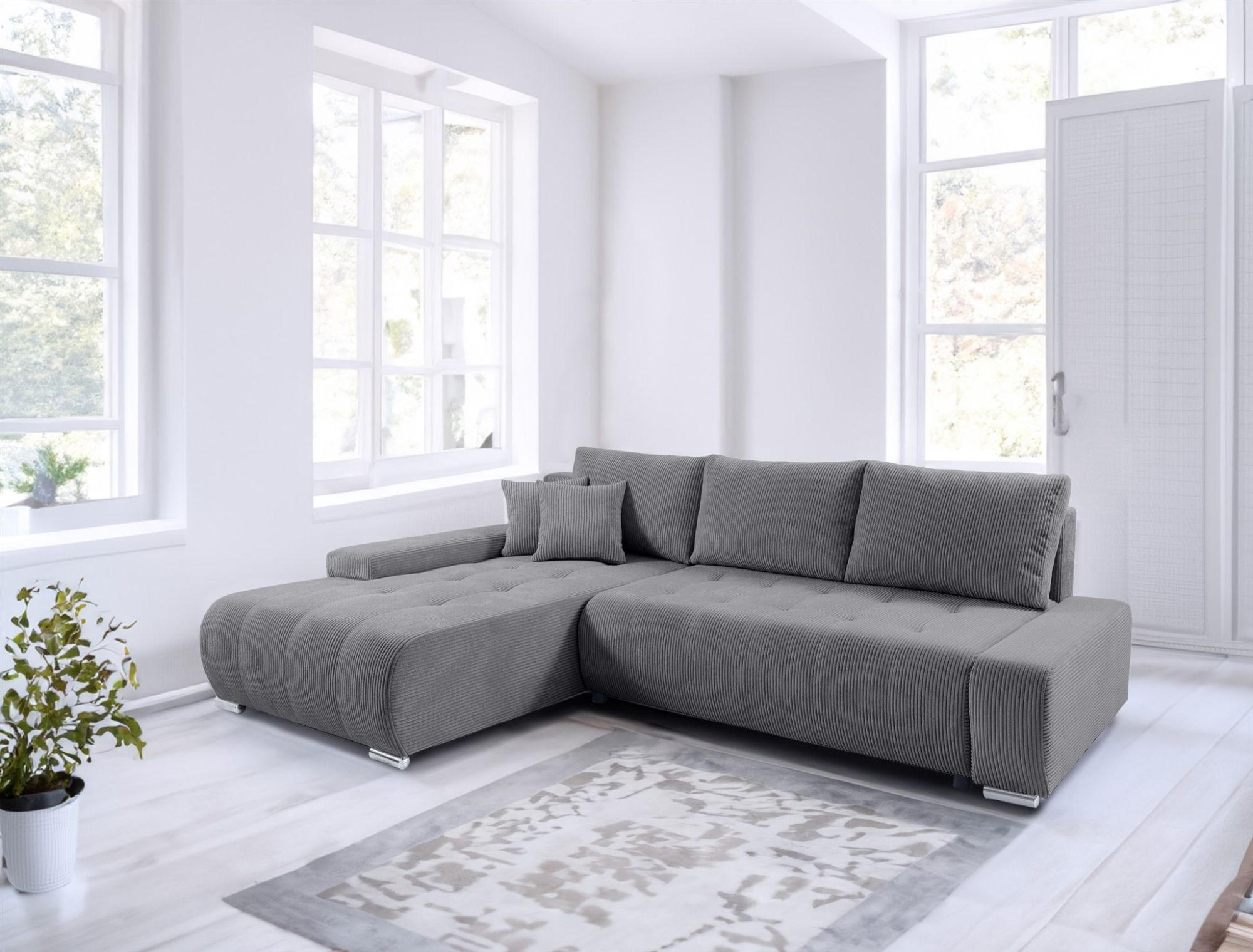 ECKSOFA Vogar In Poso - Grau, Holzwerkstoff/Textil (265/185cm) - Fun Möbel