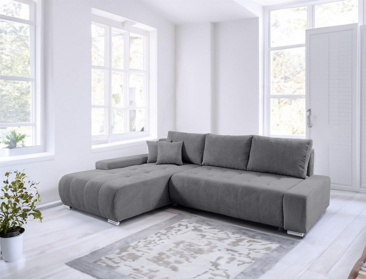 ECKSOFA Vogar In Poso - Grau, Holzwerkstoff/Textil (265/185cm) - Fun Möbel