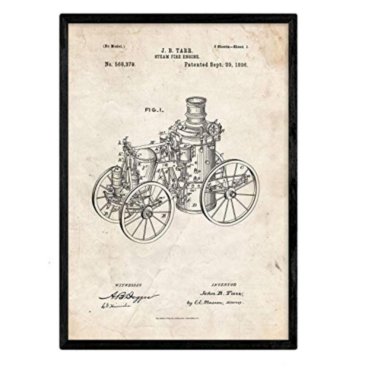 POSTER Dampfmaschine Patent A3 Rahmenlos - Klar, Papier (29.7/5/42cm) - Nacnic