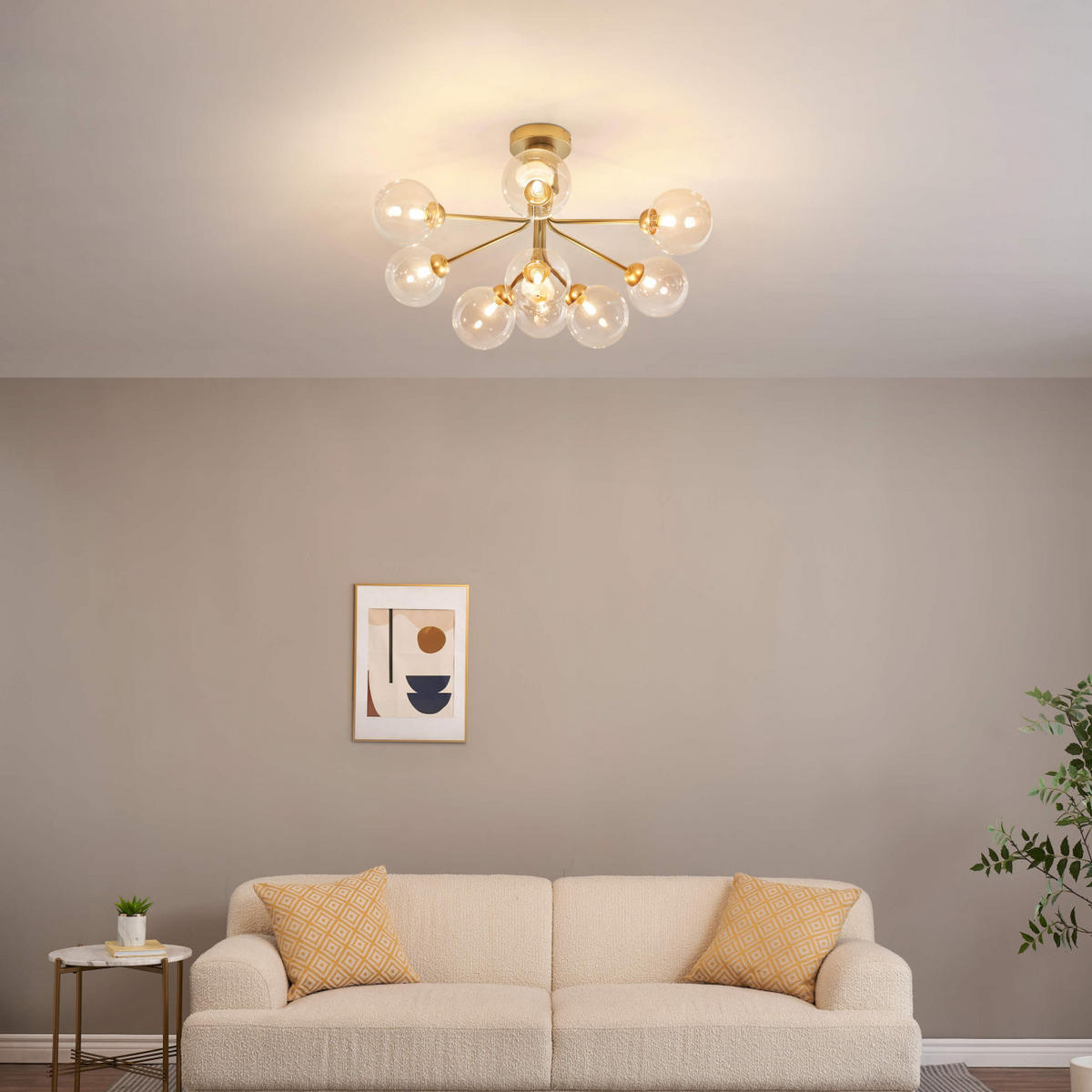 KRONLEUCHTER Audrey, Transparent und goldfarben, 40cm - Transparent, Glas (40/70/40cm) - KOSILUM