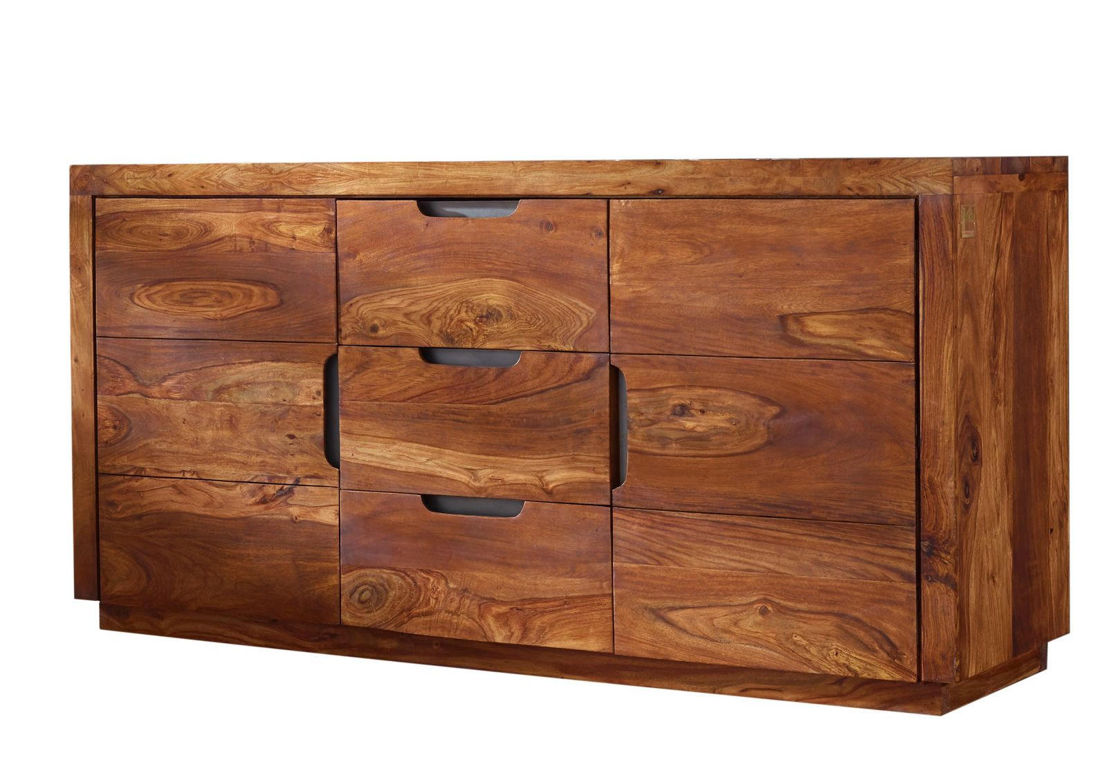 SIDEBOARD Sheesham 150x45x75 walnuss lackiert DUKE #125 - Dunkelbraun, Holzwerkstoff (150/75/45cm) - Massivmoebel24