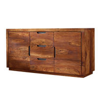 SIDEBOARD Sheesham 150x45x75 walnuss lackiert DUKE #125 - Dunkelbraun, Holzwerkstoff (150/75/45cm) - Massivmoebel24