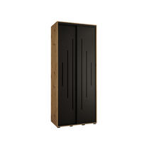 SCHWEBETÜRENSCHRANK 235,2/100/60 2-türig - Schwarz/Eiche Artisan, Holz/Metall (100/235/60cm) - Abiks Möbel