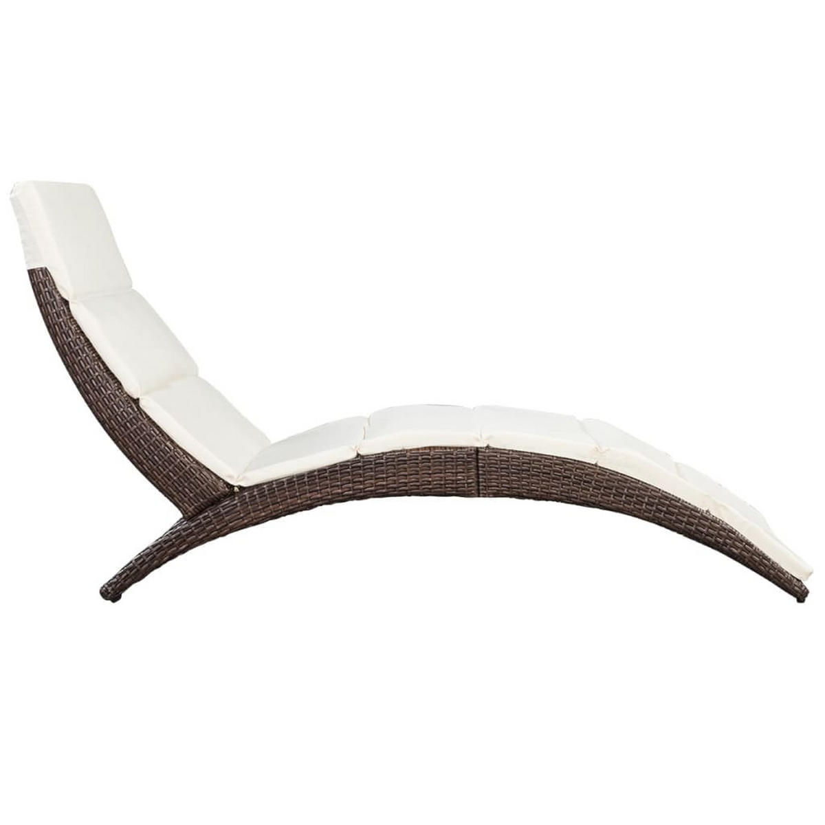 KLAPPBARE Sonnenliege mit Auflage Poly Rattan Braun - Braun, Holz (64/86/162cm) - furnicato
