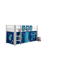 KINDERBETT Karolina 210x114x106 Massivholz Weiß Textilset Astro 3 - Blau/Weiß, Holz (90/200cm) - 58aufmkessel