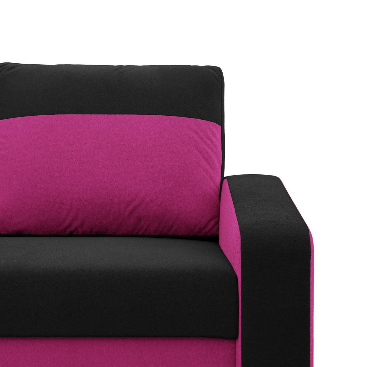 ECKSOFA MIT SCHLAFFUNKTION ORION, Schwarz + Rosa - Pink/Schwarz, Textil (231/140cm)