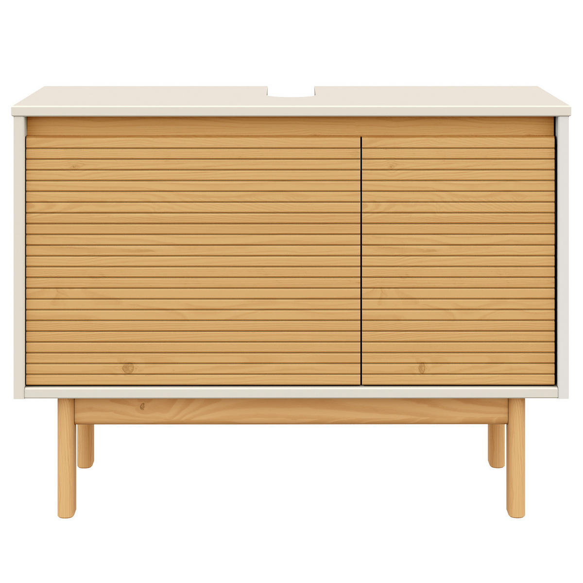 MASSIVER WASCHBECKENUNTERSCHRANK - Pinie massiv - Beige/Pinienfarben, Holz (83/62/35cm) - home24
