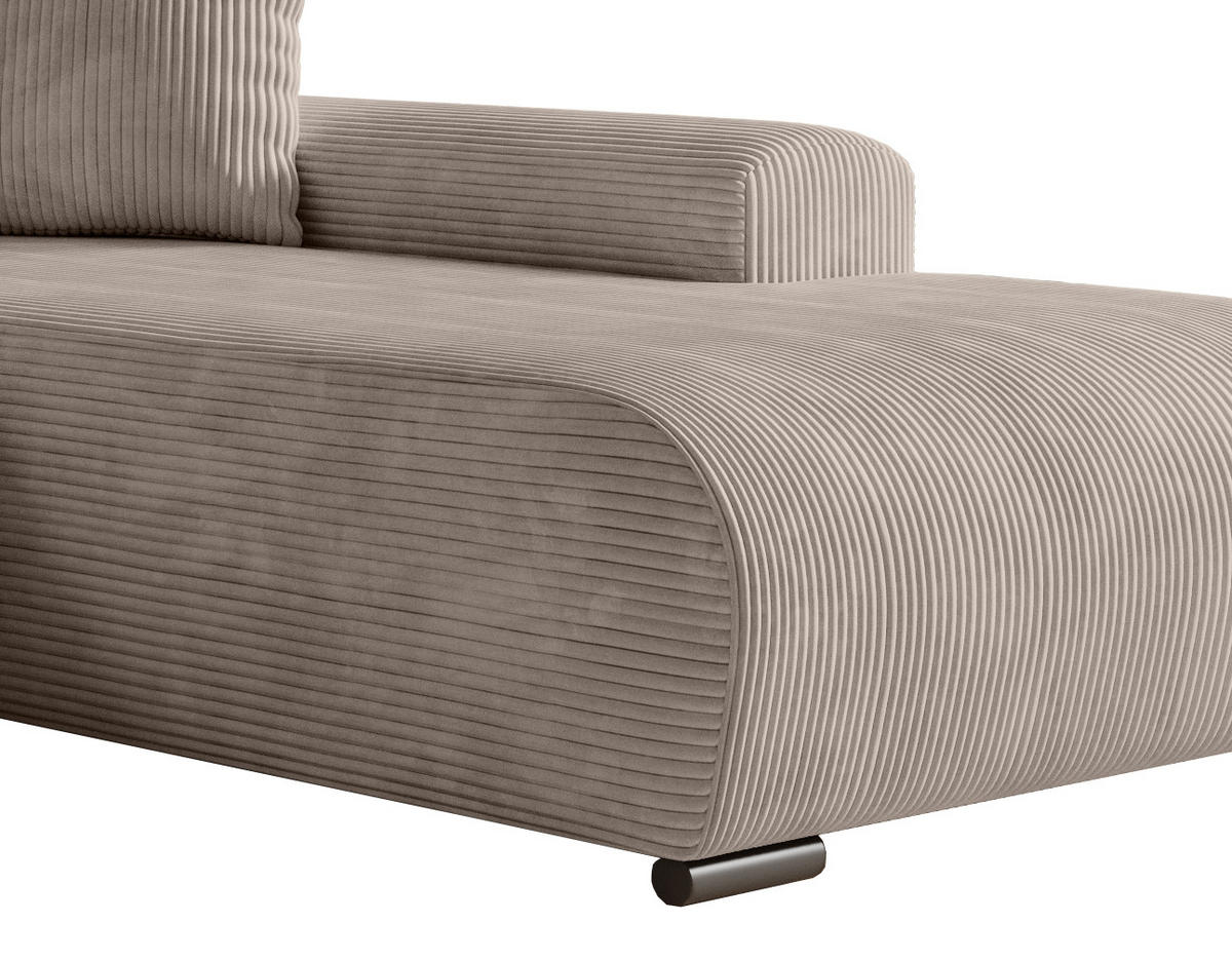 ECKSOFA Nelly mit Bettkasten und Schlaffunktion, Cordstoff in L-Form - Beige, Textil (270/185cm)