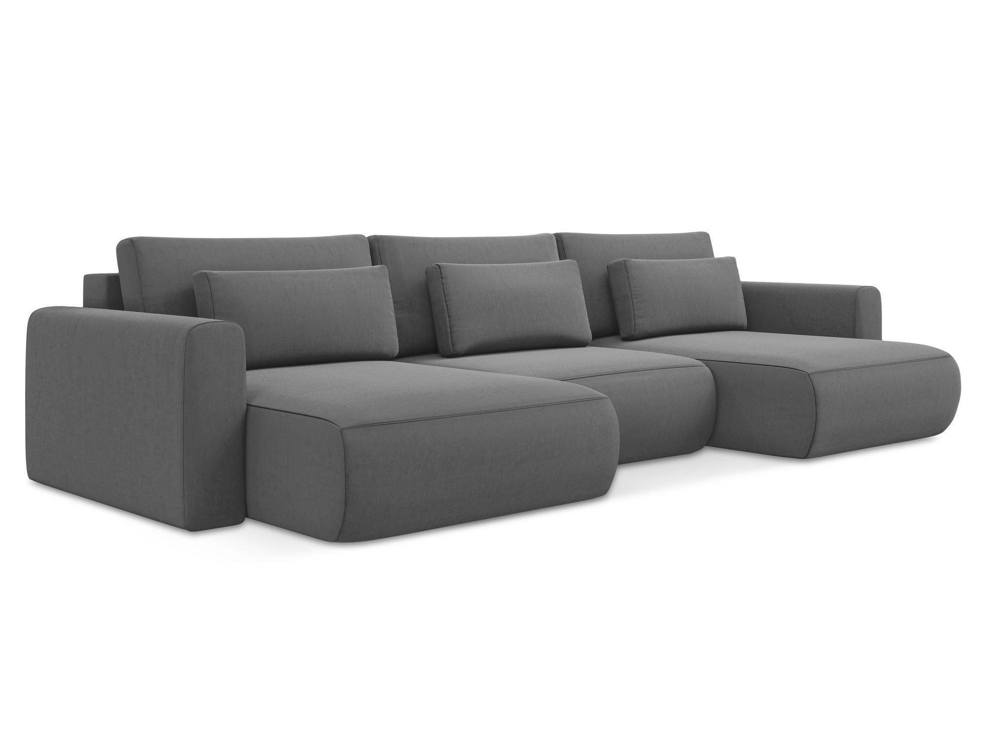 WOHNLANDSCHAFT Samt Stoff Grau - Schwarz/Grau, Kunststoff/Textil (340/82/149cm) - Makamii