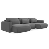 WOHNLANDSCHAFT Samt Stoff Grau - Schwarz/Grau, Kunststoff/Textil (340/82/149cm) - Makamii