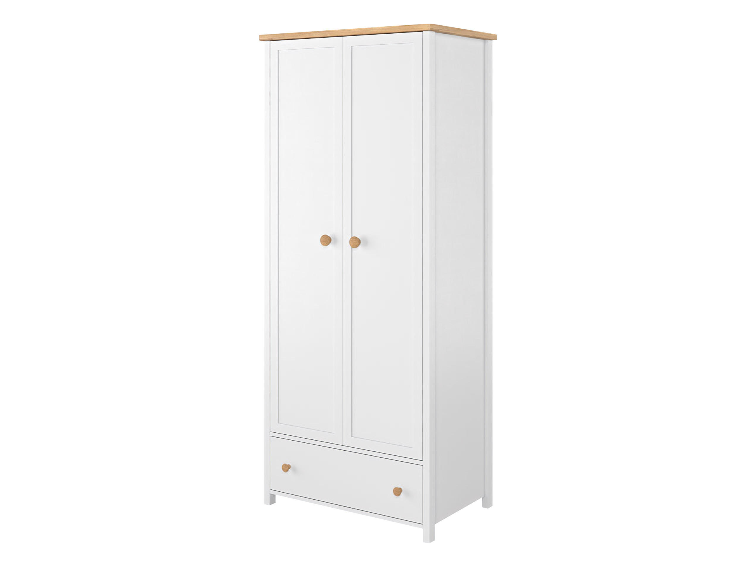 Mirjan24 Drehtürenschrank Weiß, Eiche 85x187x52 cm