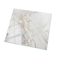 TISCHPLATTE 50x50 cm Eleganter Marmor mit Adern - Goldfarben/Weiß, Glas (50/50/0.4cm) - TULUP