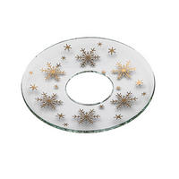 GLAS-KERZENMANSCHETTE (Bobeches) "Eiskristalle in Gold" für Kerzen bis Ø 25 mm - Transparent, Paraffin (7/0.2/7cm) - Holfeuer Crystal Design