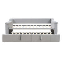 POLSTERBETT 90/180X190 cm Mit USB-Ladeanschluss in Samtstoff，Hellgrau - Hellgrau, Textil (90/190cm) - KOMHTOM