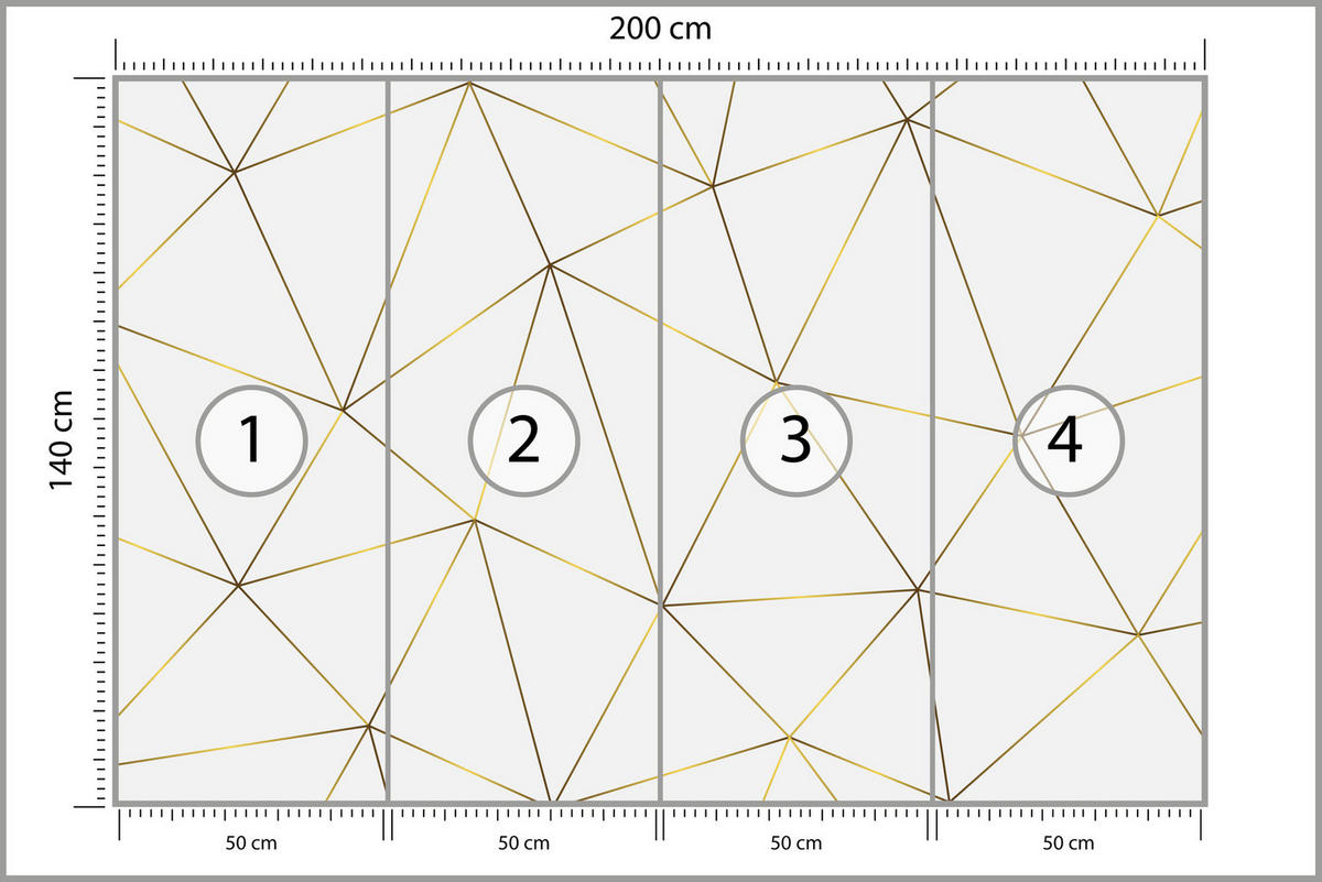 FOTOTAPETE Geometrische Abstraktion Glamour Stil 200x140 - Gelb/Beige, Papier (200/140cm) - Muralo