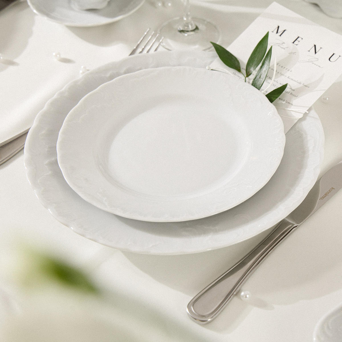 TELLER-SET FRÜHSTÜCKSTELLER Cmielow Rococo 6-tlg - Weiß, Keramik (19/2/19cm) - KONSIMO®