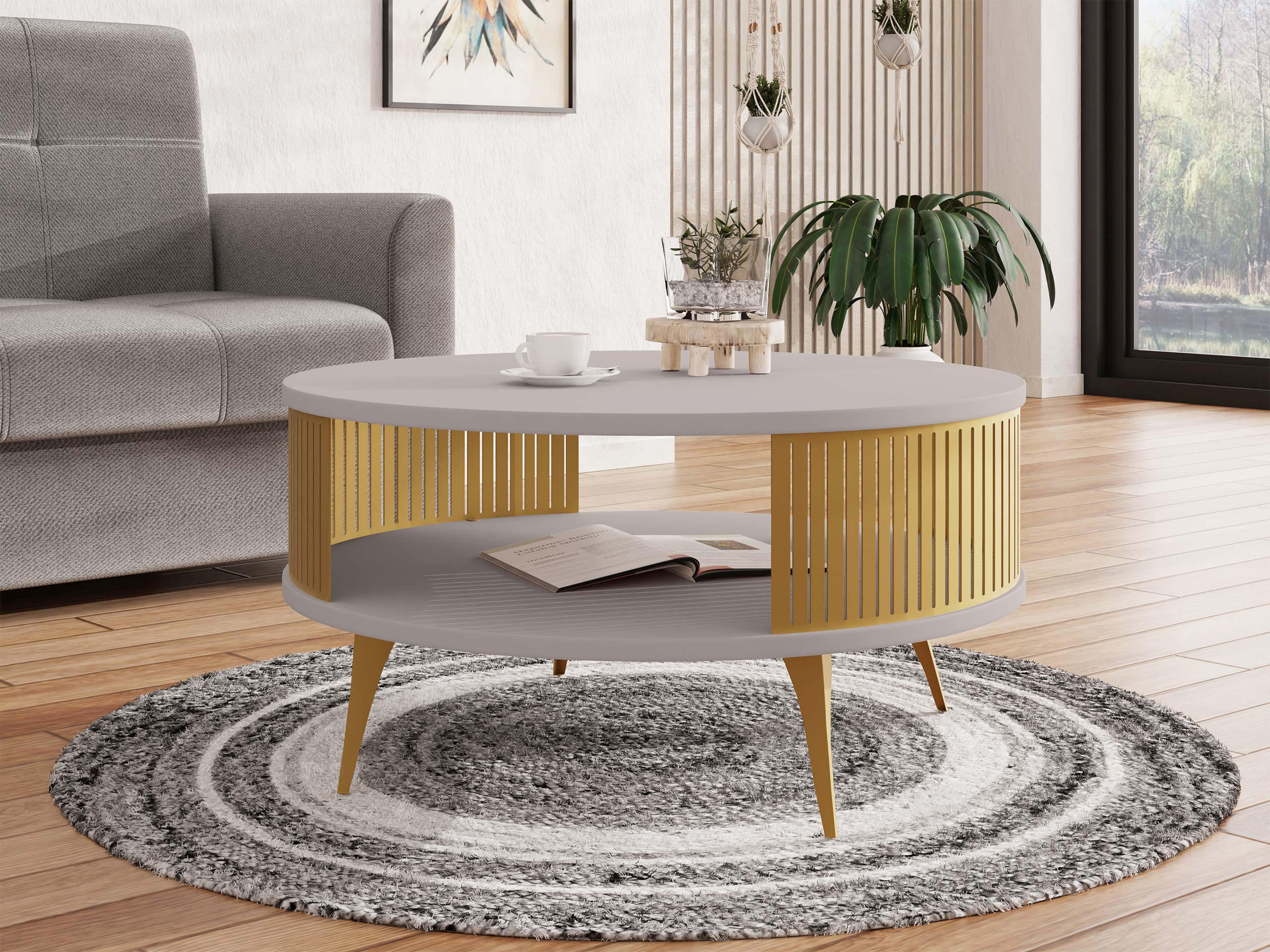 COUCHTISCH Roenni Gold - Kaschmir/Goldfarben, Holzwerkstoff/Metall (75/75/30cm) - MIRJAN24