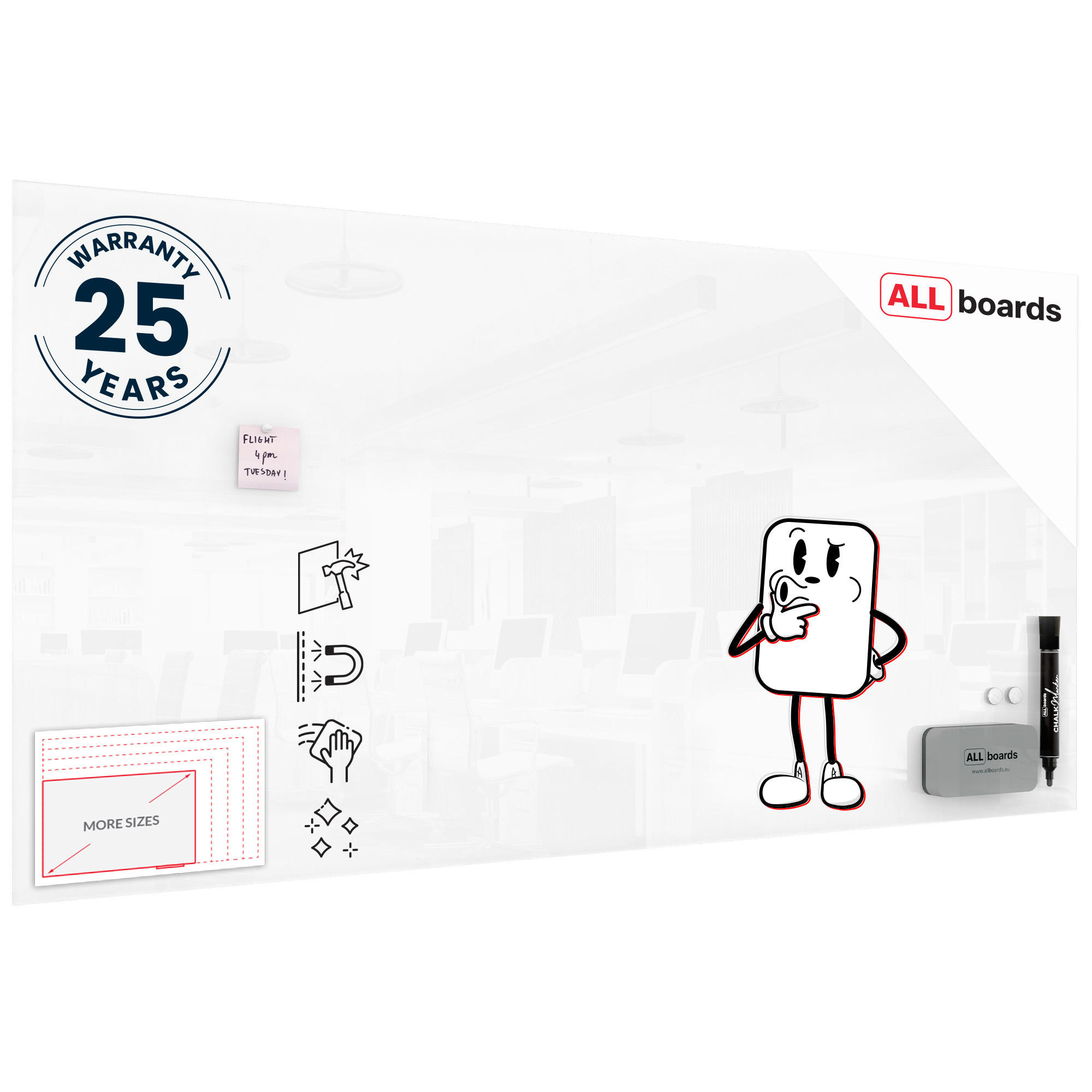 GLASBOARD - Premium SUPERWHITE Perlweiß 200x100cm - Weiß, Glas (200/100/0.8cm) - ALLboards