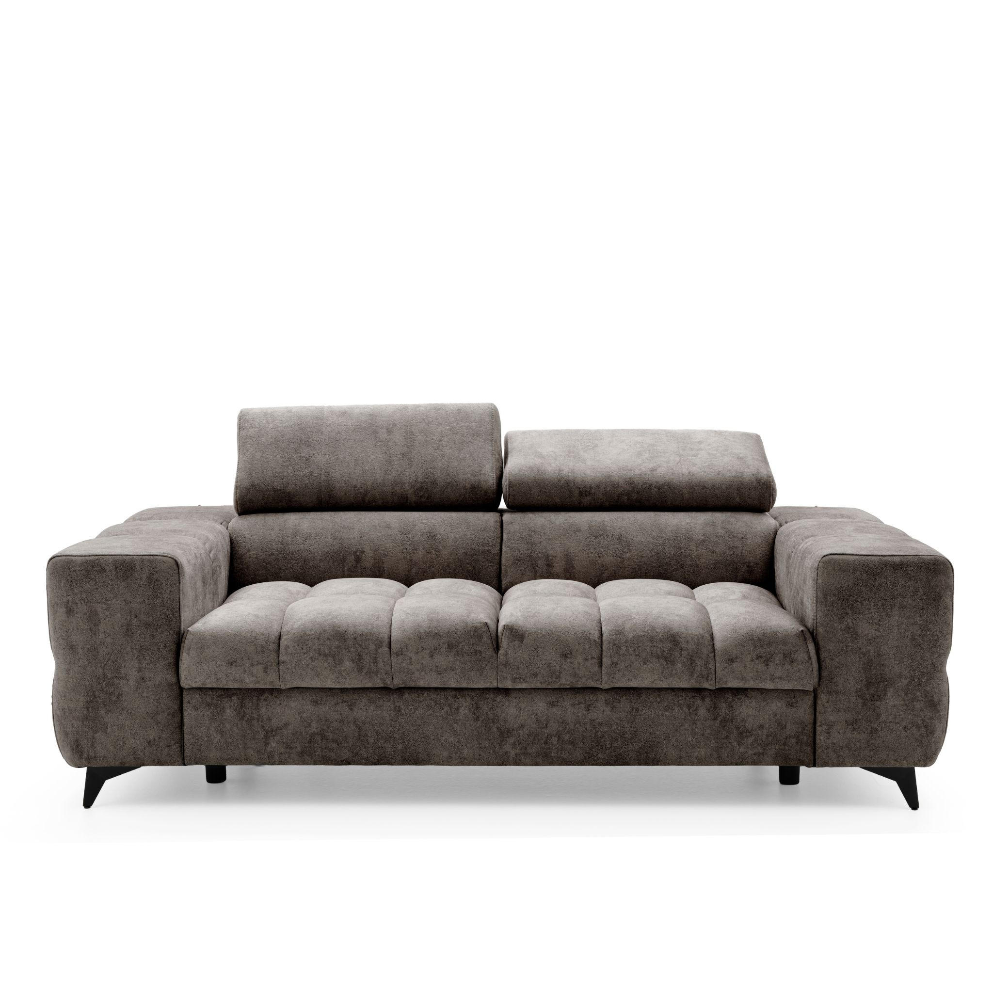2-SITZER Sofa PUDDING 209 cm Velours Braun - Schwarz/Braun, Holz/Textil (209/93/100cm) - Muffo
