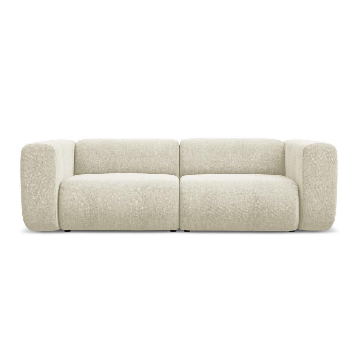 3-SITZER SOFA Chenille Stoff Beige - Beige/Schwarz, Kunststoff/Textil (228/70/89cm) - LaMiaSofa