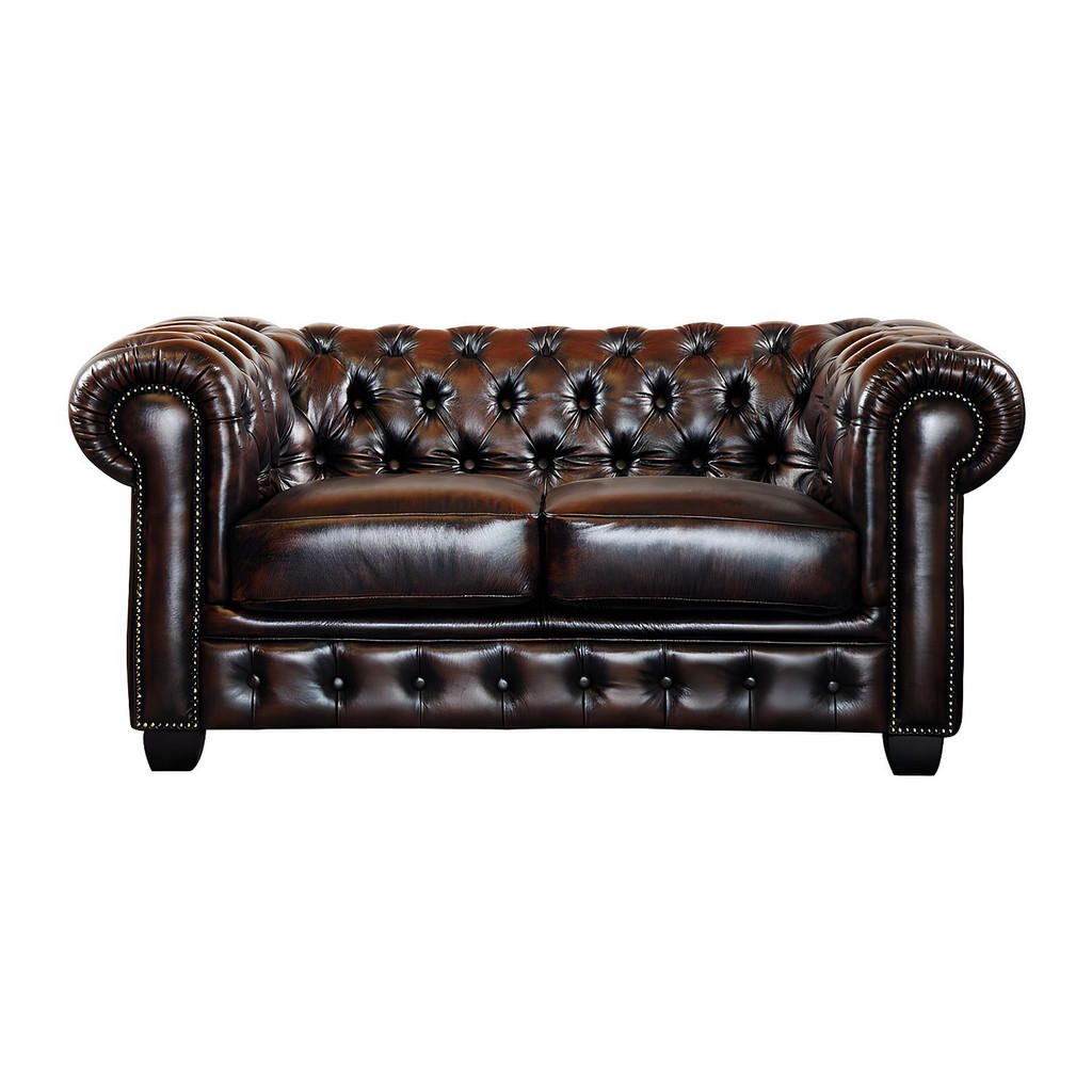 Thumbnail - Vente-Unique Chesterfield, Braun, Leder, Uni, 6-Sitzer, 201x73x96 cm, Wohnzimmer, Sofas & Couches, Sofas, Chesterfield S...