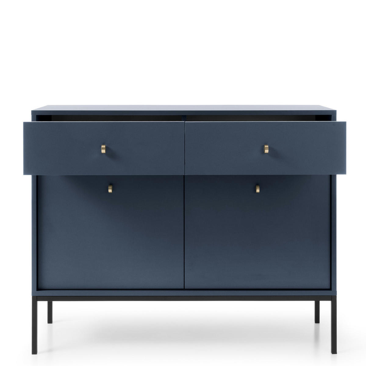 SIDEBOARD MONCTON KOM2-2D2S Metalgriffe, Dunkelblau - Dunkelblau, Holzwerkstoff/Kunststoff (104/83/39cm) - Komodee