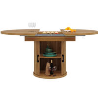 JÍDELNÍ stůl 118-158/118/76,8 cm ořechová z MDF s rozkládací deskou a úložným prostorem - hnědá, kompozitní dřevo (118/118/76.8cm) - OKWISH