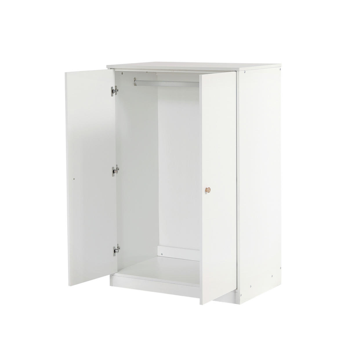 OMARA za oblačila 80/50/120 cm s palico, 2-vratna, prostorsko varčna, Bela - bela, les (80/120/50cm) - Redom