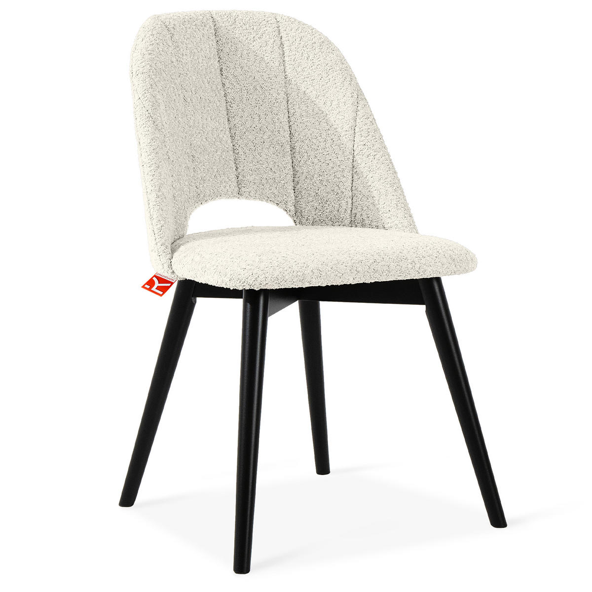 POLSTERSTUHL TINO Wohnzimmerstühl, 2-er Set, Bouclé - Schwarz/Weiß, Holz/Textil (48/86/44cm) - KONSIMO®