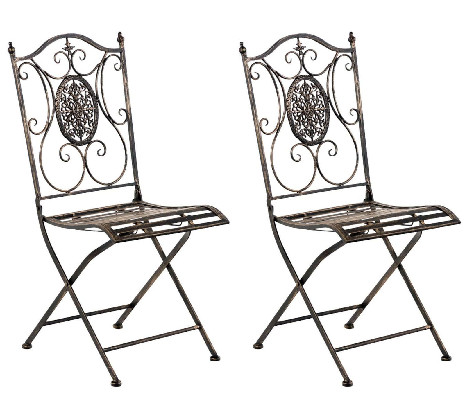 GARTENKLAPPSTUHL 2er Set Metall Bronze - Bronzefarben, Metall (42/91/49cm) - CLP