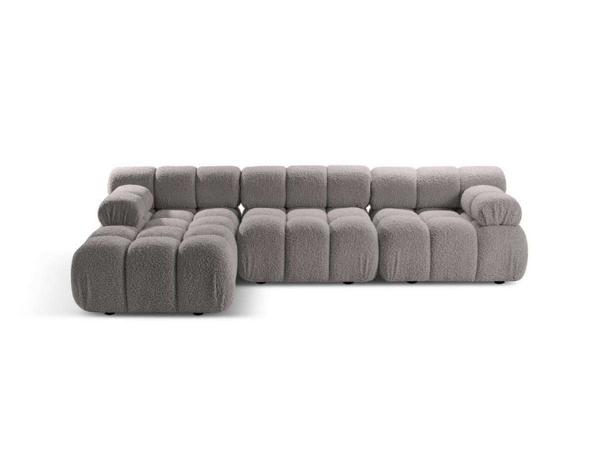 ECKSOFA modular links Bellis aus Boucle hellgrau 4 Sitzplätze - Hellgrau, Textil (155/282cm) - Micadoni