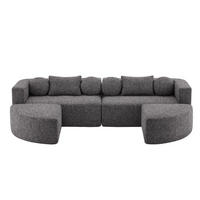 SCHLAFSOFA Cloud, Schwarz, Chenille, modular, 292/165/68 cm - Schwarz, Textil (165/68/292cm)