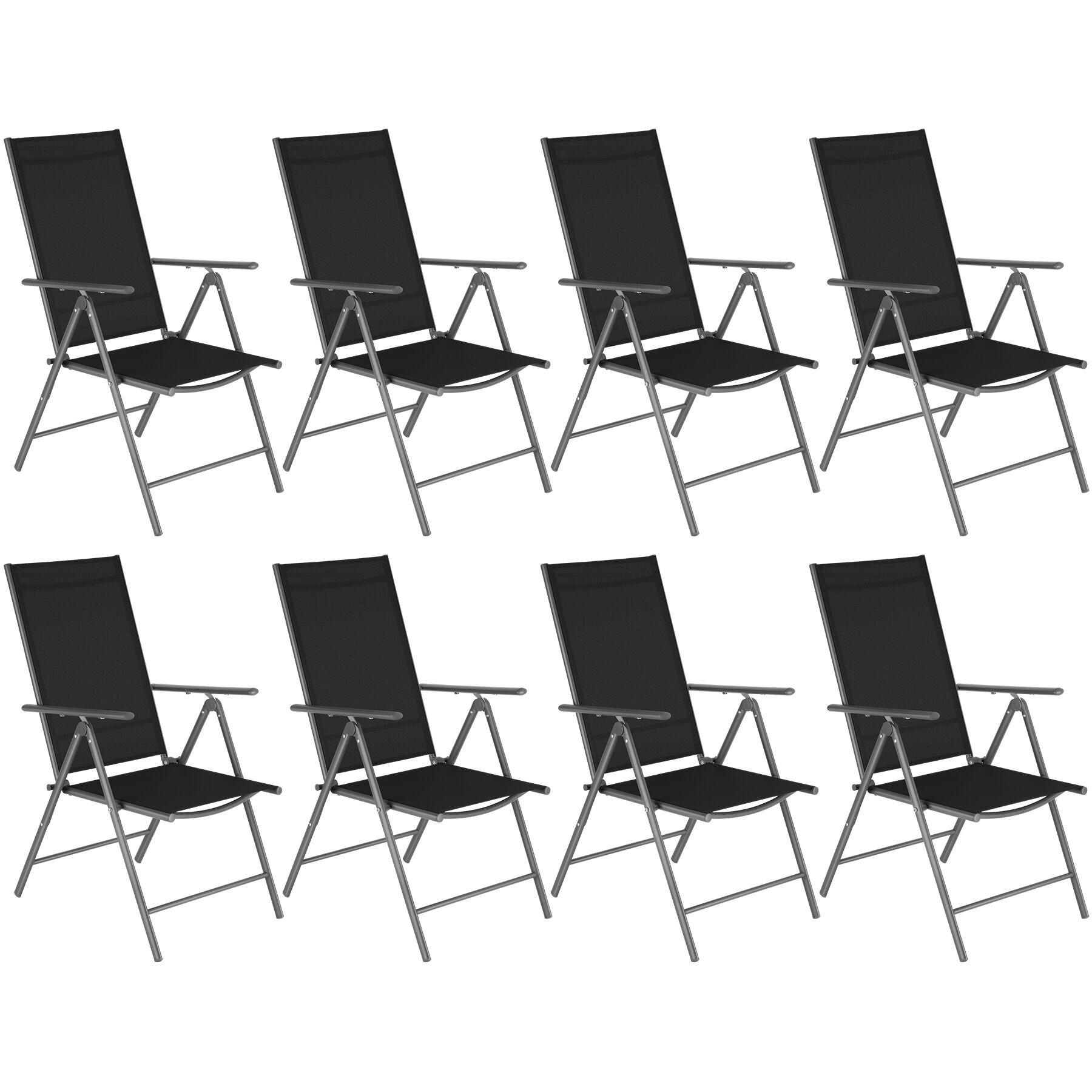 GARTENSTUHL 8er Set Marcellino, 54,5 x 65 x 107,5 cm, anthrazit - Anthrazit/Grau, Metall (54.5/107.5/65cm) - tectake