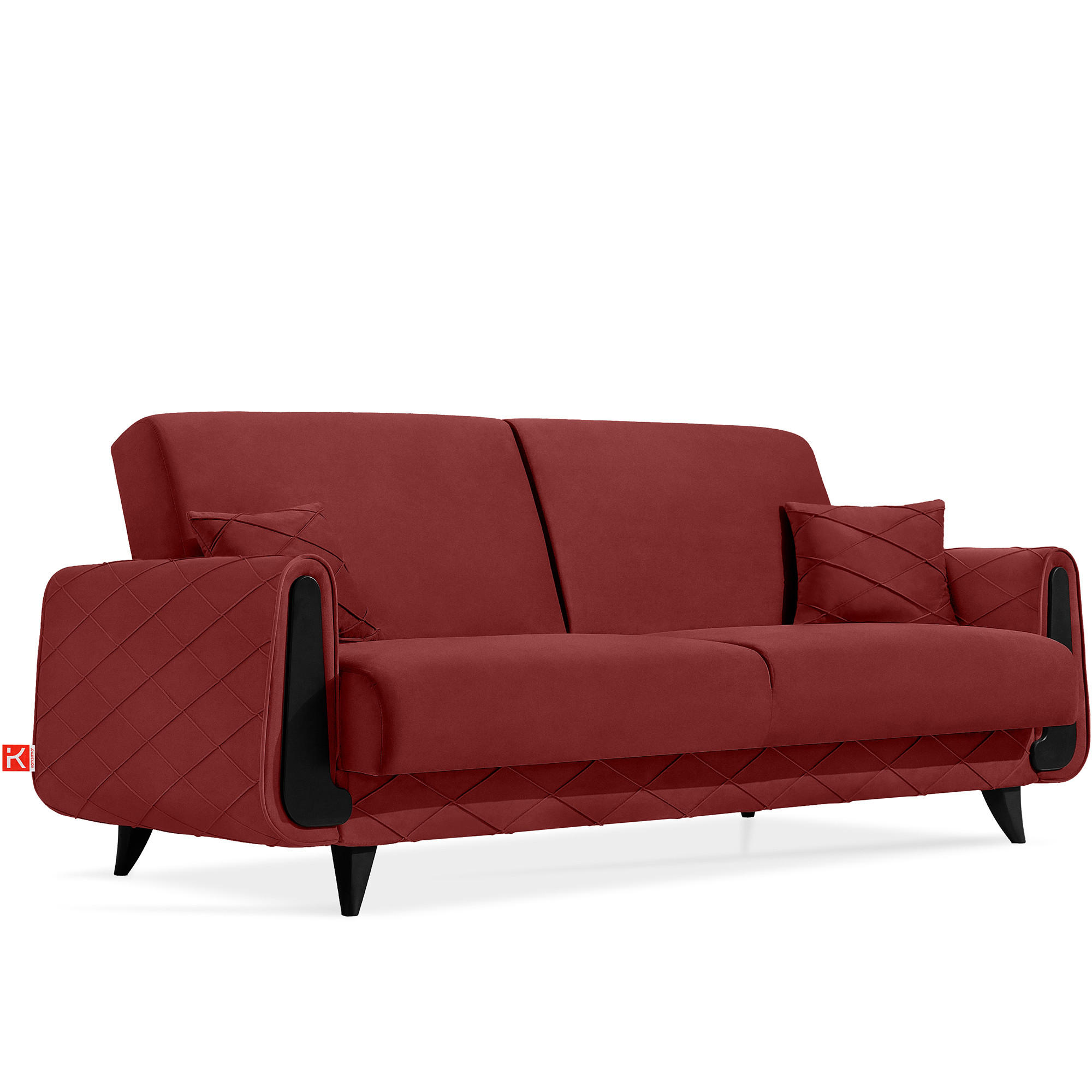 3-SITZER-SOFA GUSTAVO III Sofa 3 Velours, Bordeaux - Bordeaux, Holz/Holzwerkstoff (230/98/98cm) - KONSIMO®
