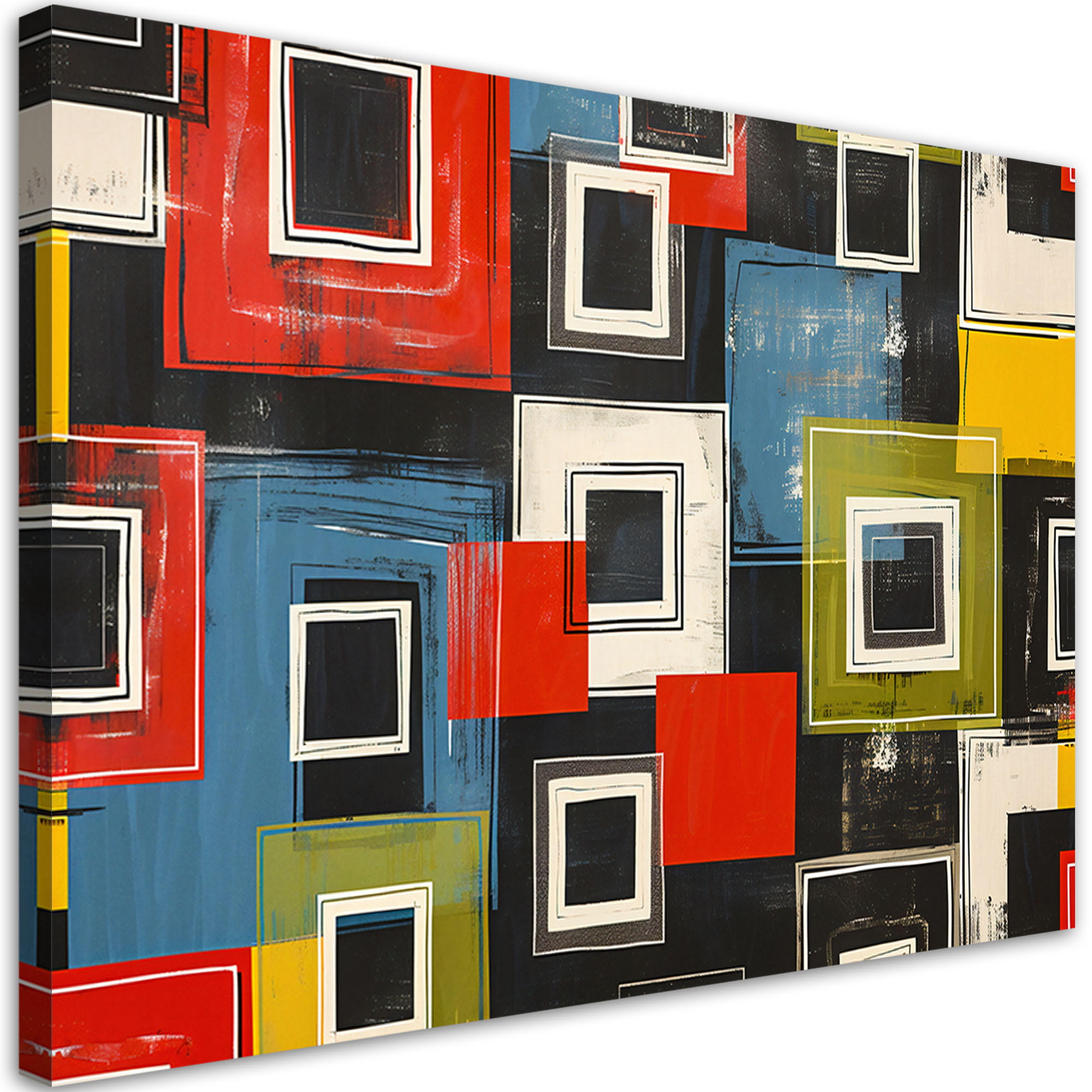 LEINWANDBILD Bunte Retro Abstraktion 90x60cm - Multicolor, Textil (90/60cm) - Feeby