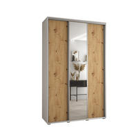 SCHWEBETÜRENSCHRANK 235,2/160/60 3-türig - Silberfarben/Eiche Artisan, Holz/Metall (160/235/60cm) - Abiks Möbel
