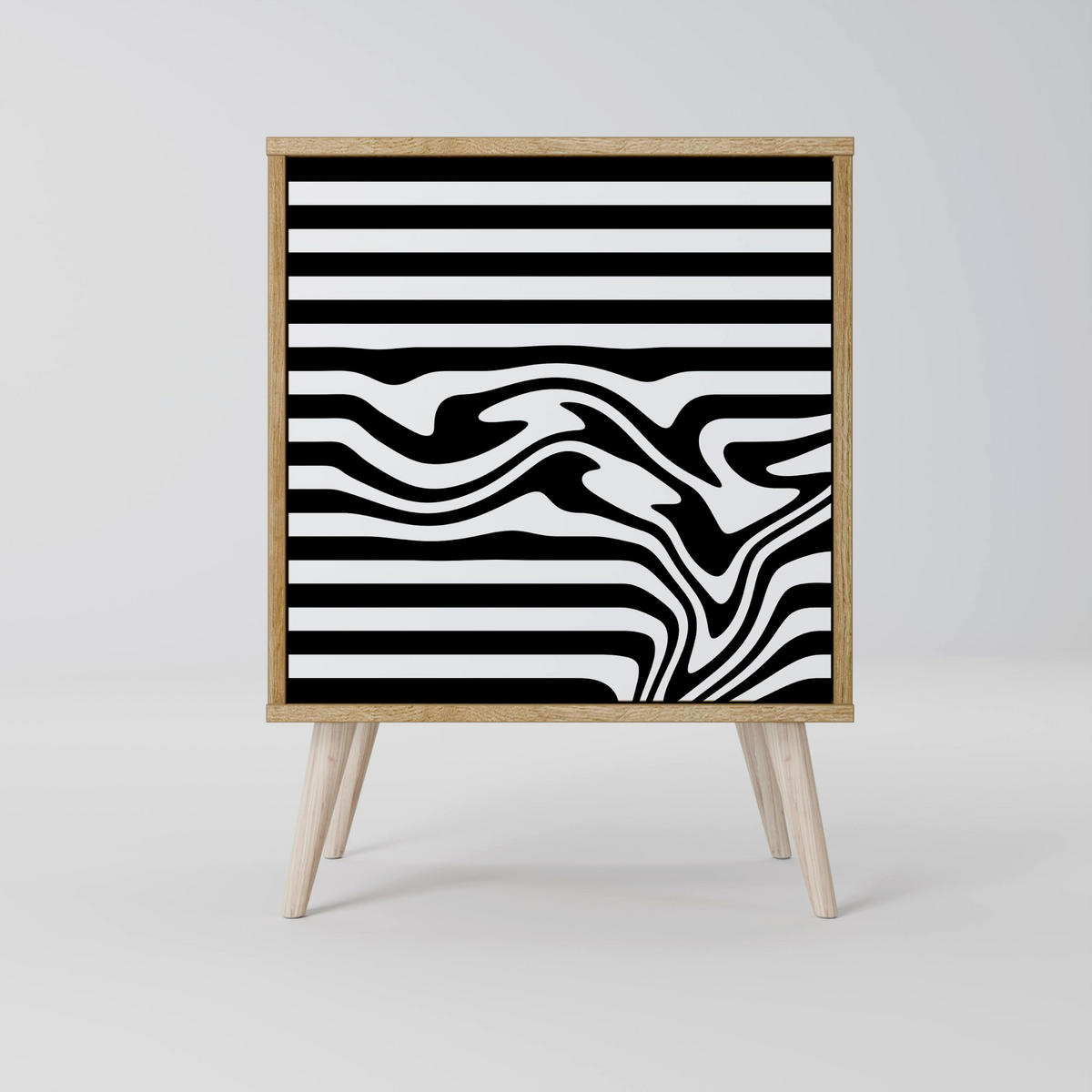 SIDEBOARD SPECTRA SHOWCASE, Grau, 57,5x42x72,5 cm, Schwarze Metallfüße - Multicolor/Schwarz, Holzwerkstoff/Metall (57.5/72.5/42cm) - SpaceRebels