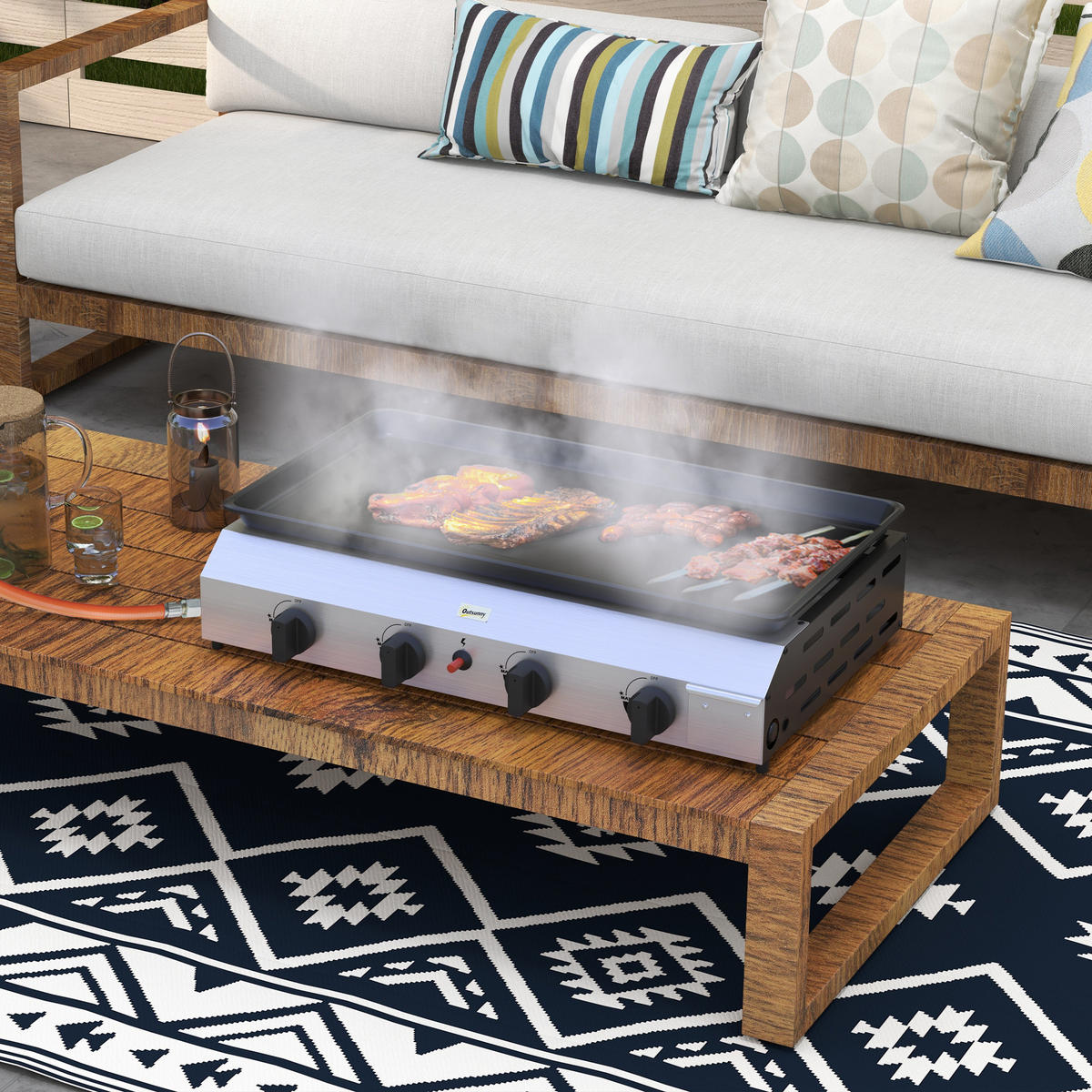 PLANCHA DE-18614 4 Brenner, 9,6 kW - Silberfarben, Metall (44.5/19/77cm) - ComfortXL