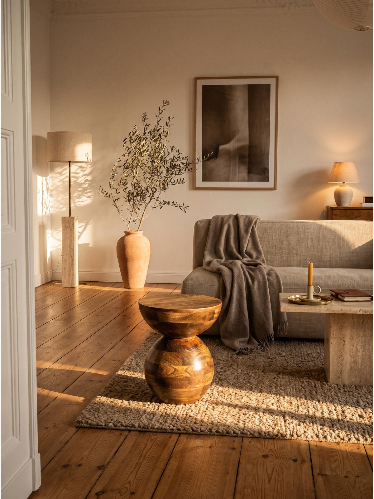 BEISTELLTISCH TERRACINA, Mango Massivholz, Ø 35 x 42 cm - Braun, Mangoholz/Holz (35/35/42cm) - KADIMA DESIGN