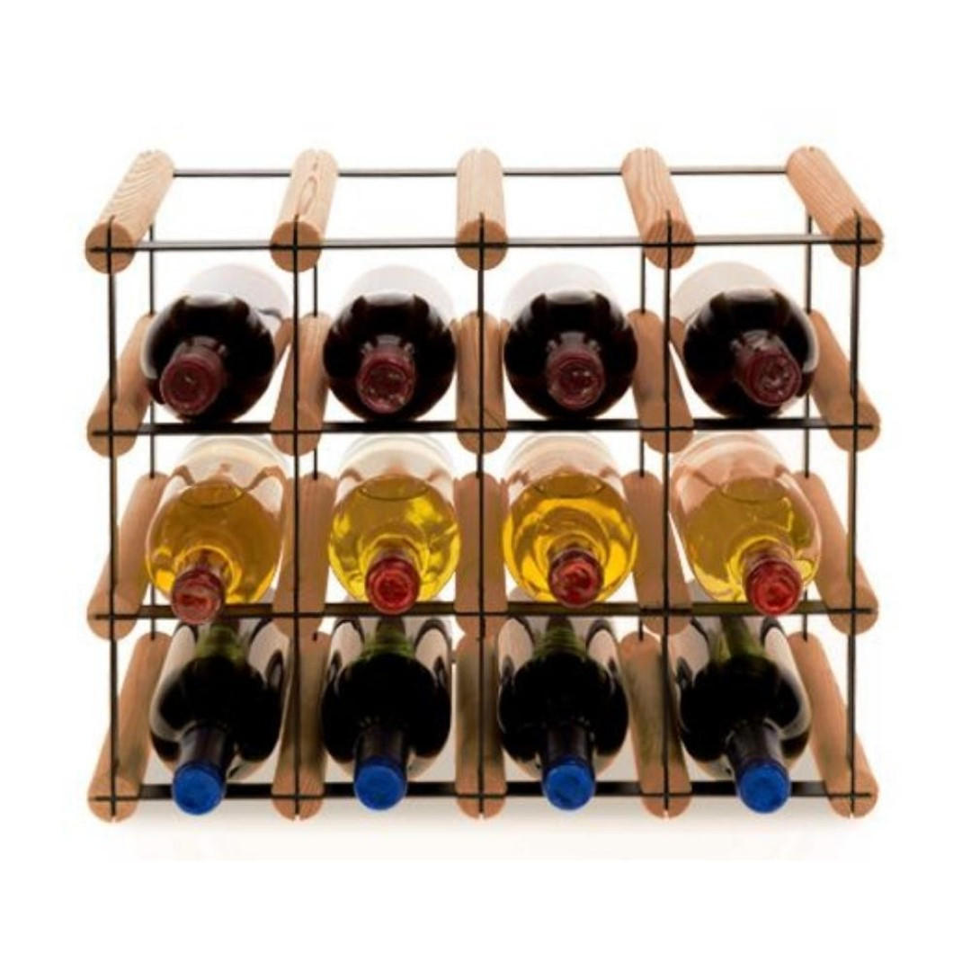 WEINREGAL Vinotega Mod Metal 32,5x42,5x24,5 cm 4x3 Flaschen Massives Kiefernholz Braun Geölt - Braun, Holz (42.5/32.5/24.5cm) - PROREGAL