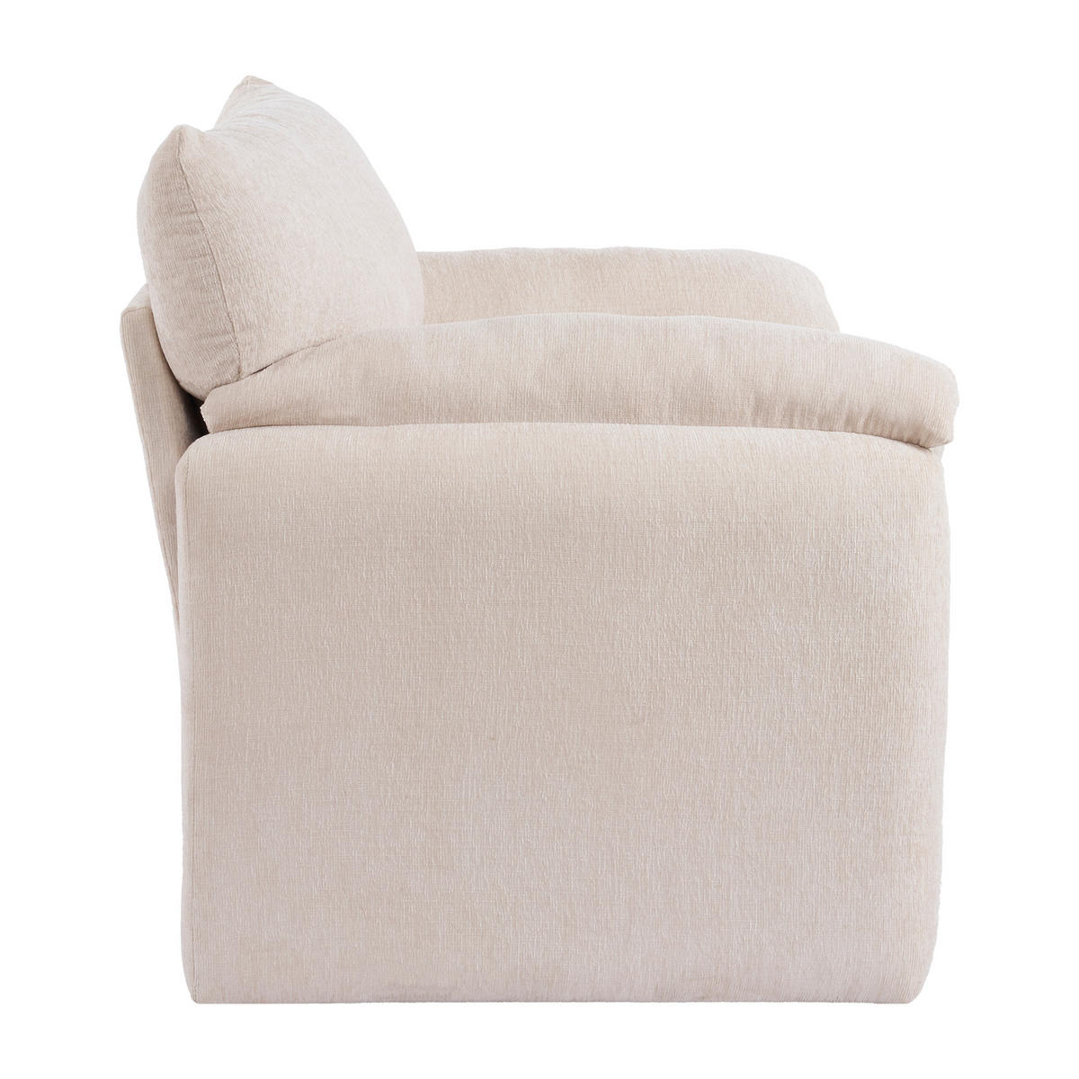 KŘESLO žinylka béžové 96 cm lounge křeslo s područkami a širokým sedákem pro obývací pokoj - béžová, textil (96/84/82cm) - Urban Meuble