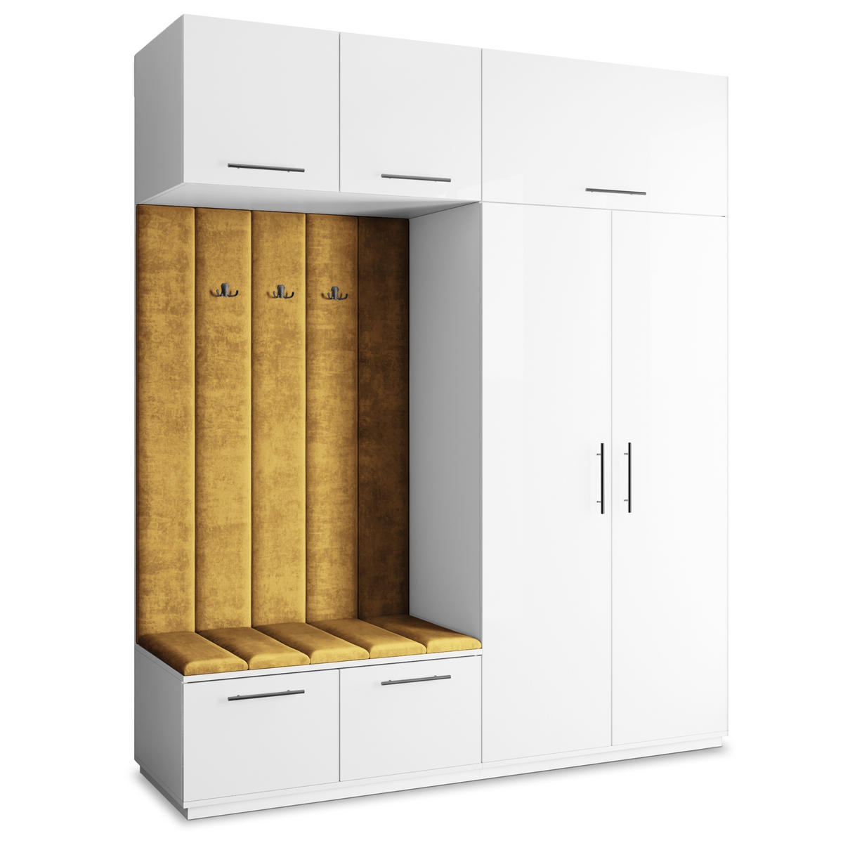 GARDEROBENSCHRANK REMA 200/240/60 cm Modern Garderobe-Set Weiß - Gelb/Weiß, Holzwerkstoff (200/240/60cm) - MASSENO